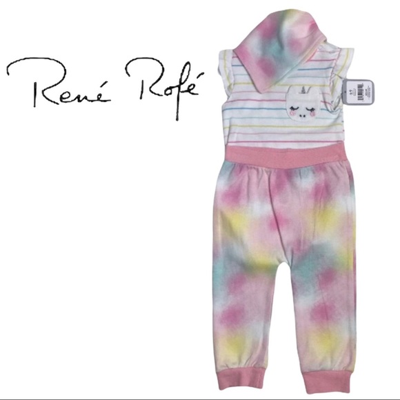 NWT Rene Rofe Unicorn Onesie Tie Dye Pants Outfit - Picture 1 of 10